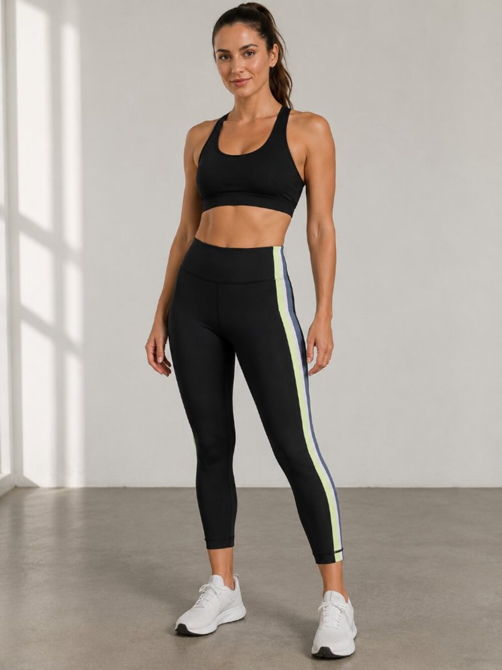 NWT Athleta Interval Side Stripe Tight Leggings Black XXS